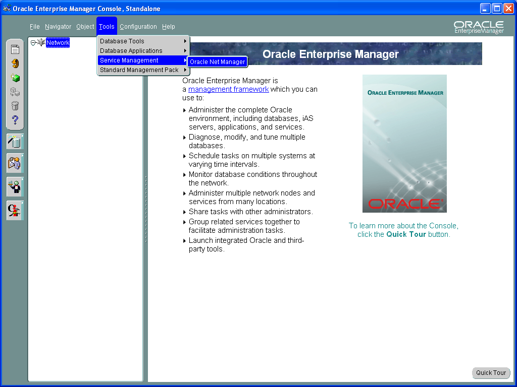 Установка серверной части Oracle - вызов Oracle Net Manager